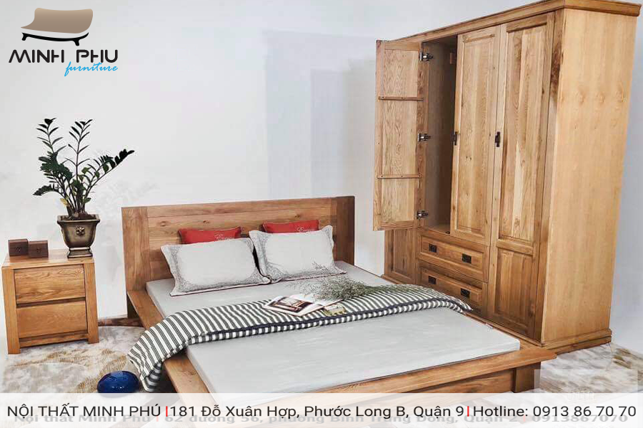 Bộ phòng ngủ gỗ sồi mỹ cơ bản 1 - Nội thất Minh Phú - Nội thất từ ...